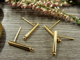 Korvakorutappi lenkillä palkki, 15x2mm, 18K/vaaleakulta, 1pari