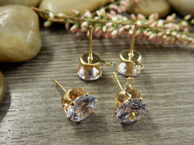 Korvakorutappi lenkillä strassi, 8x16mm, vaaleakulta, 1pari