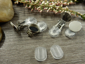 Korvakorun tausta silikoni 8-10mm klipsiin, 10.5x8mm, kirkas, 10kpl