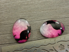 Kapussi kissa, 18x25mm, musta/pinkki, 1kpl
