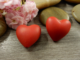 Silikonihelmi sydän, 19x20mm, tummanpunainen, 1kpl