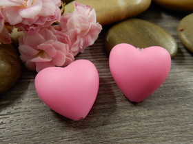 Silikonihelmi sydän, 19x20mm, pinkki, 1kpl