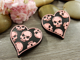 Silikonihelmi pääkallot/sydän, 29x30mm, moniväri, 1kpl