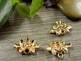 Strassiriipus/linkki kukka, 11x14mm, vaaleakulta, 1kpl