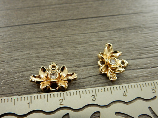Strassiriipus/linkki kukka, 11x14mm, vaaleakulta, 1kpl
