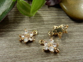 Strassiriipus/linkki kukka, 13x8mm, vaaleakulta, 1kpl