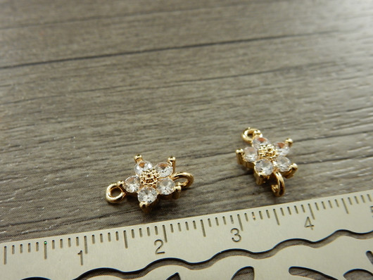 Strassiriipus/linkki kukka, 13x8mm, vaaleakulta, 1kpl