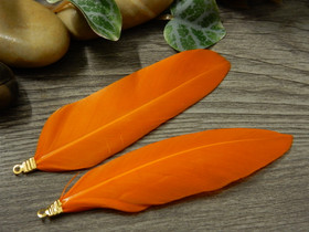 Hanhen sulka/höyhen, n.7cm, oranssi/kulta, 1kpl