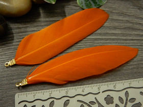 Hanhen sulka/höyhen, n.7cm, oranssi/kulta, 1kpl