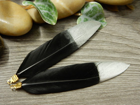 Hanhen sulka/höyhen, n.7cm, musta/hopea, 1kpl