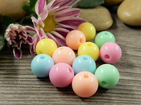 Akryylihelmi pastelli, 10mm, mixsetti, 20kpl