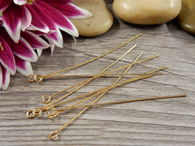 Korupiikki silmukkapää, 50x0.6mm, 18K/vaaleakulta/rst, 50kpl