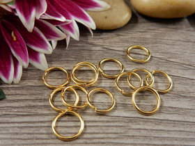 Välirengas, 9x1mm, avattava, 24K/vaaleakulta/rst, 10kpl