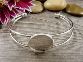 Käsikorupohja, 20mm kapussille, 64mm, kirkashopea, 1kpl