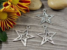 Tähtiriipus, 23x20mm, kirkashopea, 1kpl