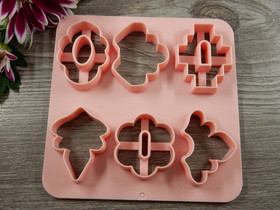 Muotti setti kuviot, 10x10cm vaaleanpunainen, 1kpl