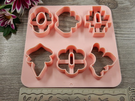 Muotti setti kuviot, 10x10cm vaaleanpunainen, 1kpl