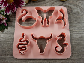 Muotti setti eläimet, 10x10cm vaaleanpunainen, 1kpl