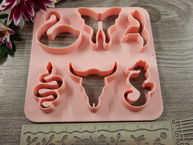 Muotti setti eläimet, 10x10cm vaaleanpunainen, 1kpl