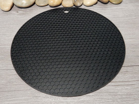 Silikonialusta pyöreä, 17x0.4cm, musta/harmaa, 1kpl