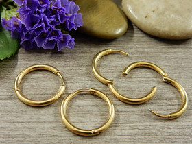 Korvakorurengas huggie, 18x2mm, 18K/kulta/ PVD/ rst, 1pari