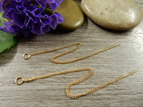 Läpivedettävät  korvakorun osat, n.85mm, 18K/kulta, 1pari