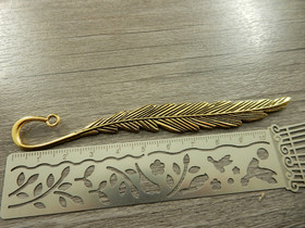 Kirjanmerkki sulka, 117mm, antiikinkulta, 1kpl