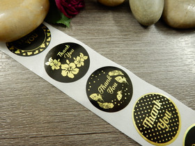 Thank you tarra kukat, 25mm, kulta/musta, 10kpl