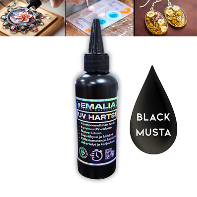 EMALIA® UV Hartsi, 100g, musta, 1kpl POSTIPAKETTI TOIMITUS
