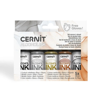 Cernit Alcohol ink, metallic colors, 5x20ml, 1pkt POSTIPAKETTI TOIMITUS