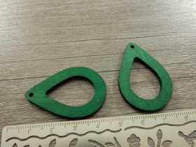 Puuriipus pisara, 37x25mm, vihreä, 1kpl