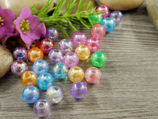 Akryylihelmi hohto, 8mm, ab mixsetti, 20kpl