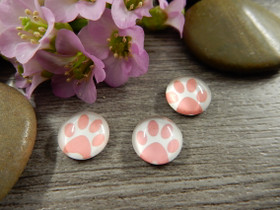 Kapussi tassu, 10mm, vaaleanpunainen-valkoinen, 1kpl