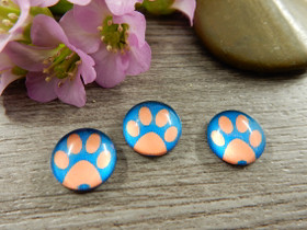 Kapussi tassu, 10mm, turkoosi-persikka, 1kpl