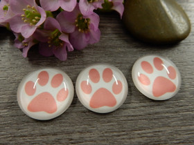 Kapussi tassu, 18mm, vaaleanpunainen-valkoinen, 1kpl