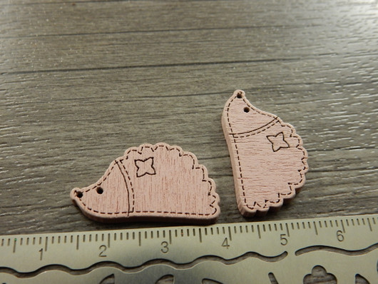 Puuriipus siili, 14x25mm, vaaleanpunainen, 1kpl