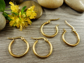 Korvakorurengas huggie, 20x2mm, 18K/kulta/rst, 1pari