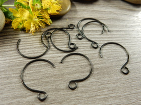 Korvakorukoukku pyöreä, 19x15mm, musta/rst, 10paria