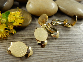 Korvakoruklipsi, 10mm, kulta/rst, 1pari