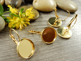 Korvakorukoukku 14mm kapussille, kulta/rst, 1pari