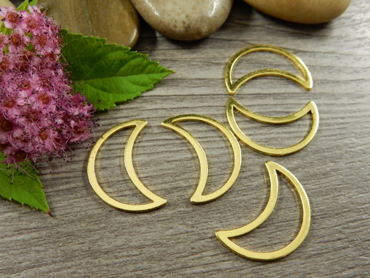 Linkki kuu, 21x15mm, umpi, kulta/rst, 1kpl