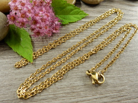 Ankkuriketju/valmisketju 60cm, 2.7x1.8x0.3mm, PVD/ kulta/rst, 1kpl