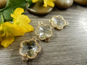 Strassiriipus/linkki kukka, 16x12mm, vaaleakulta, 1kpl