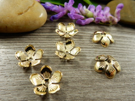 Helmihattu kukka, 11mm, kulta/rst, 10kpl