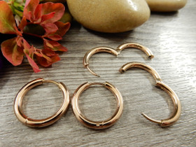 Korvakorurengas huggie, 19x2.5mm, ruusukulta/rst, 1pari