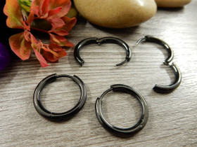 Korvakorurengas huggie, 19x2.5mm, musta/rst, 1pari