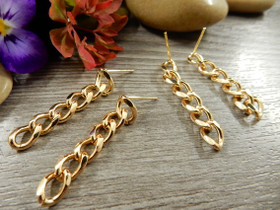 Korvakorutappi ketju, 37x6mm, 18K/kulta, 1pari