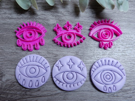 Leimasin muottisetti silmät, 3 erilaista, 35mm, 1setti