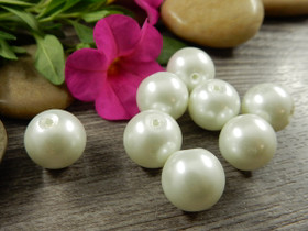 Helmiäislasihelmi, 12mm, valkoinen, 10kpl