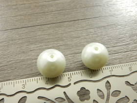 Helmiäislasihelmi, 12mm, valkoinen, 10kpl